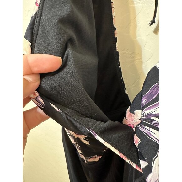 Tropical Floral Deep V neck Once Piece Swimsuit size XL Cheeky High Leg Travel - Picture 11 of 14